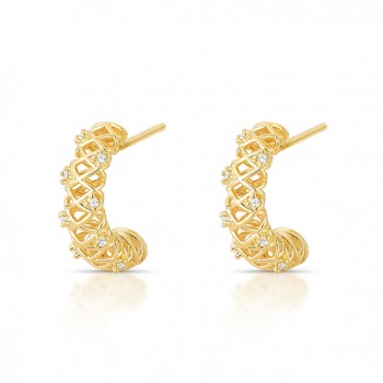 Brinco vazado comzirconia cristal espalhada. 1535540 