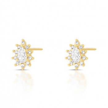 Brinco gota cristal 9mm, zirconia cristal em volta. 1535560