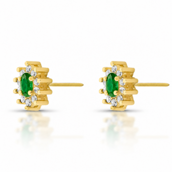 Brinco oval verde esmeralda 10mm com zirconia cristal em volta. 1535578 Brinco oval verde esmeralda 10mm com zirconia cristal em volta. 1535578