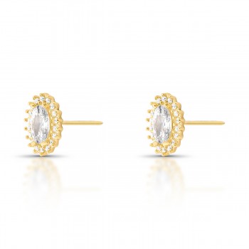 Brinco oval cristal 10mm com zirconia cristal em volta. 1535590 Brinco oval cristal 10mm com zirconia cristal em volta. 1535590