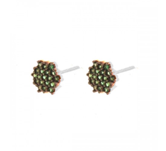 Brinco chuveiro 6 lados zirconia verde esmeralda. 6mm, prata. 350037