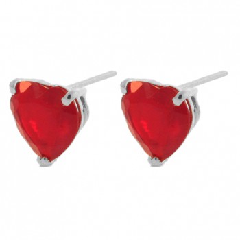Brinco coracao pedra vermelho rubi, Prata. 350046