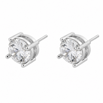Brinco 2 furo zirconia cristal 8mm, prata. 350055