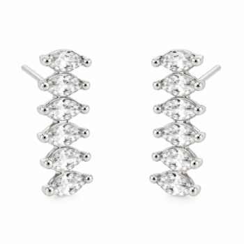 Brinco 6 navetes lado a lado zirconia cristal. 7mm, prata. 350056 Brinco 6 navetes lado a lado zirconia cristal. 7mm, prata. 350056