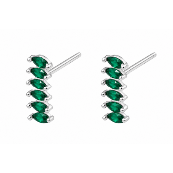 Brinco 6 navetes lado a lado zirconia verde. 7mm, prata. 350057 Brinco 6 navetes lado a lado zirconia verde. 7mm, prata. 350057