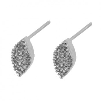 Brinco chuveiro oval zirconia cristal. 4x1mm, prata. 350071