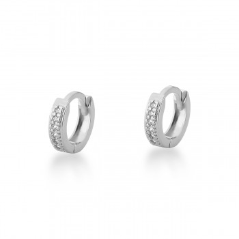 Brinco argola pequena zirconia cristal lisa atras. 5mm, prata. 350168