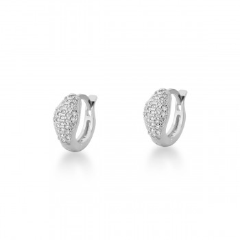 Brinco argola pequena losango zirconia cristal. 5.5mm, prata. 350227