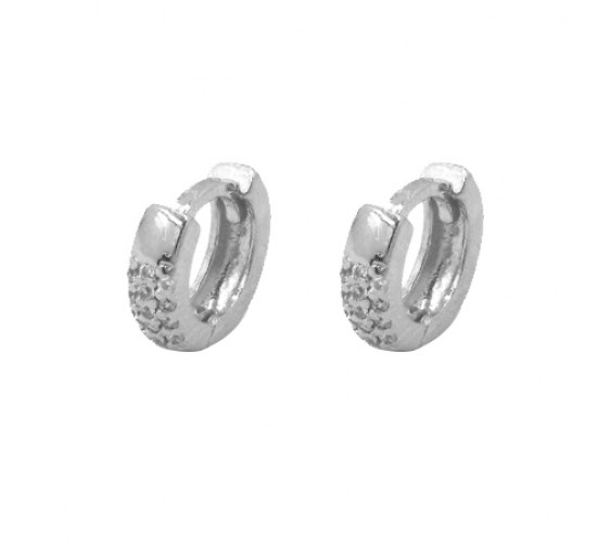 Brinco argola pequena zirconia cristal na frente. 5mm, prata. 350228