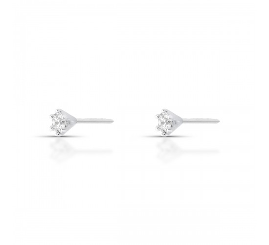 Brinco segundo furo zirconia cristal, prata. 350666