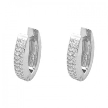 Brinco argola pequena zirconia cristal na frente, prata. 350700