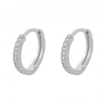 Brinco argola pequena fina zirconia cristal, prata. 350715