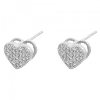 Brinco coracao chuveiro zirconia cristal. 3x4mm, prata. 350720