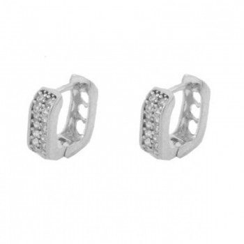 Brinco argola pequena quadrada zirconia cristal na frente coracao vazado atras. 5.5mm, prata. 350760
