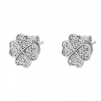 Brinco trevo zirconia cristal, 5x5mm, Prata. 350782
