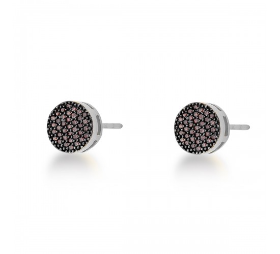 Brinco chuveiro redondo zirconia chocolate, prata. 350789
