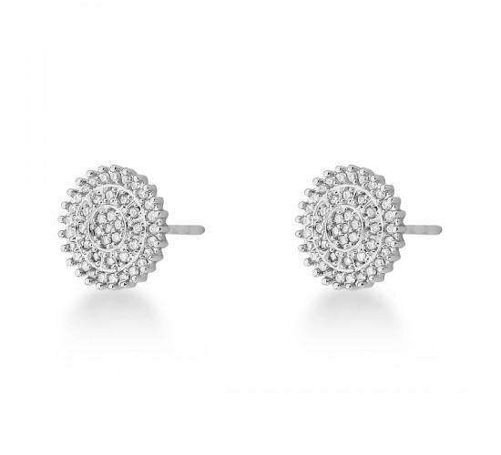 Brinco pizza zirconia cristal. 6mm, prata. 350812