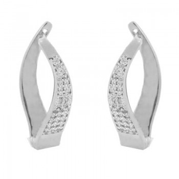 Brinco movimento zirconia cristal na frente e liso atras. 20x2mm, prata. 350845
