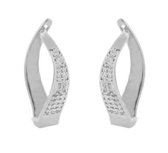 Brinco movimento zirconia cristal na frente e liso atras. 20x2mm, prata. 350845