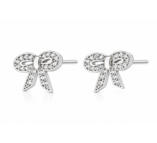 Brinco laco pequeno zirconia cristal . 5x7mm, prata. 350908