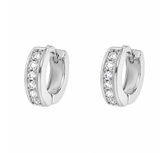 Brinco argola pequena zirconia cristal na frente lisa atras. 5mm, prata. 350918