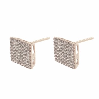 Brinco quadrado zirconia cristal. 4x6mm, prata. 350923