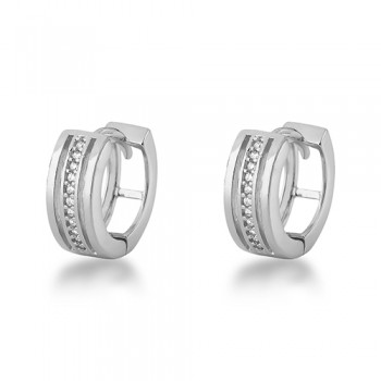 Brinco argola media zirconia cristal no meio liso nas laterais vazado atras. 8mm, prata. 350945