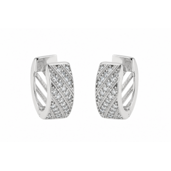 Brinco argola media zirconia cristal diagonal vazado atras. 9mm, prata. 350952 Brinco argola media zirconia cristal diagonal vazado atras. 9mm, prata. 350952