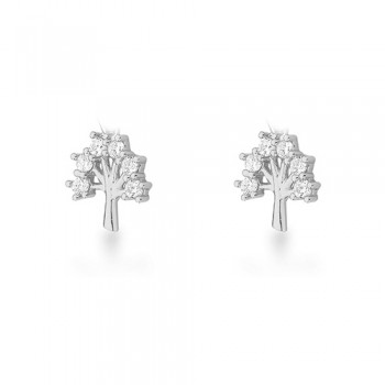 Brinco arvore zirconia cristal nas pontas, prata. 350998