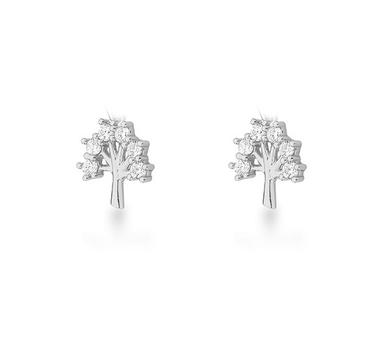 Brinco arvore zirconia cristal nas pontas, prata. 350998