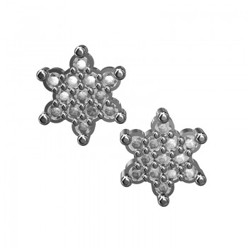 Brinco estrela pequena zirconia cristal. 2mm, prata. 351012