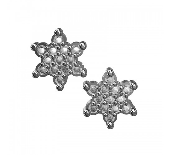 Brinco estrela pequena zirconia cristal. 2mm, prata. 351012