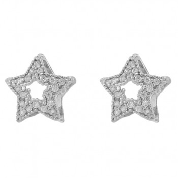 Brinco estrela vazada zirconia cristal. 5mm, prata. 351056