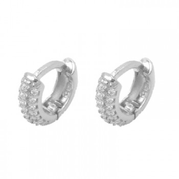 Brinco argola pequena zirconia cristal. 5mm, prata. 351074