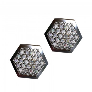 Brinco sextavado zirconia cristal, prata. 351279