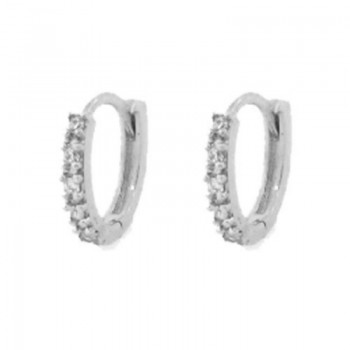 Brinco argola pequena fina zirconia cristal. 15mm, prata. 351374 Brinco argola pequena fina zirconia cristal. 15mm, prata. 351374
