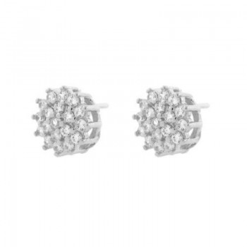 Brinco chuveiro flor zirconia cristal. 9mm, prata. 351433