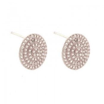 Brinco redondo com 4 fileiras zirconia cristal. 12.5mm, prata. 351524