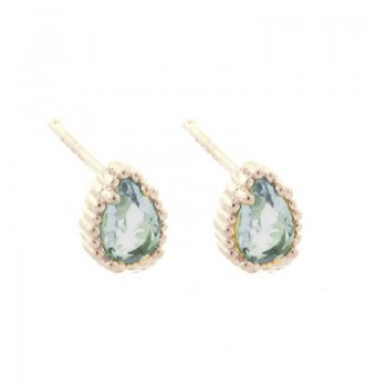 Brinco pedra gota azul claro, Prata. 351533