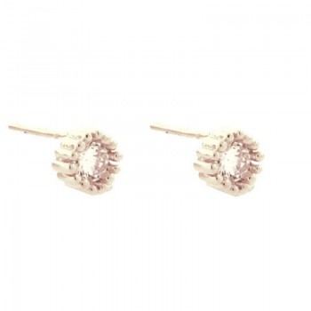 Brinco redondo pequeno zirconia cristal, 1mm, Prata. 351537
