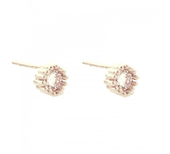 Brinco redondo pequeno zirconia cristal, 1mm, Prata. 351537