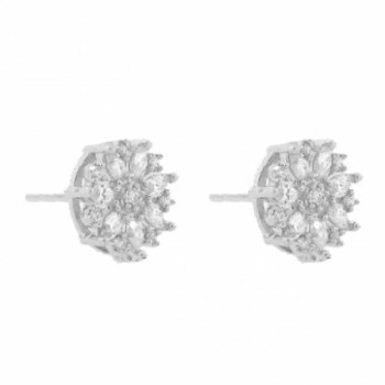 Brinco navete cristal com zirconia cristal no centro. 9.5mm, prata. 351551