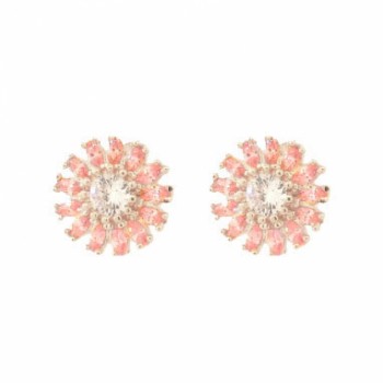 Brinco flor com petalas navete rosa claro e miolo zirconia cristal, 11.5mm, Prata. 351593