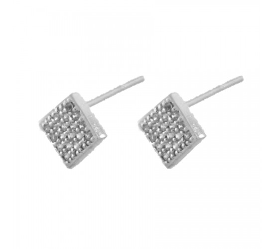 Brinco chuveiro quadrado zirconia cristal. 6.5x6.5mm, prata. 351598