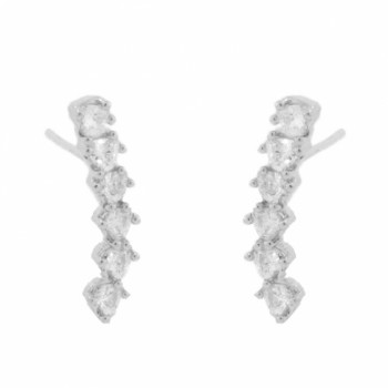 Brinco haste 6 zirconia cristal grande. 21mm, prata. 351599