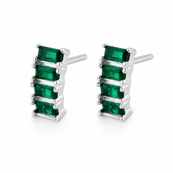 Brinco pequeno 4 baguetes. 8.5x3.5mm, prata. 351614