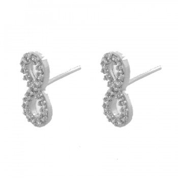 Brinco infinito pequeno zirconia cristal. 5x13mm, prata. 351633 Brinco infinito pequeno zirconia cristal. 5x13mm, prata. 351633