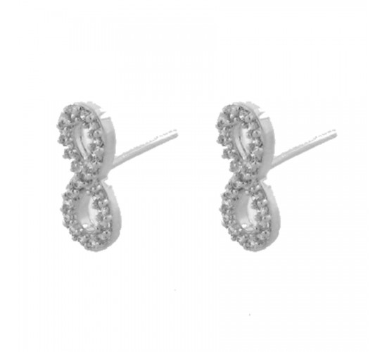 Brinco infinito pequeno zirconia cristal. 5x13mm, prata. 351633