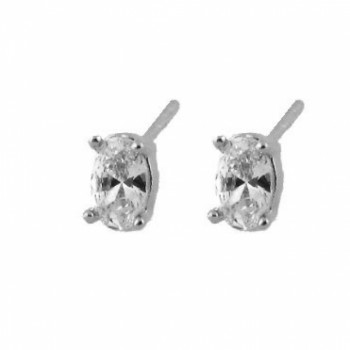 Brinco segundo furo oval zirconia cristal, prata. 351641
