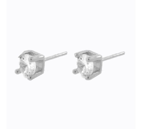 Brinco solitario segundo furo quadrado zirconia cristal 5mm, prata. 351643